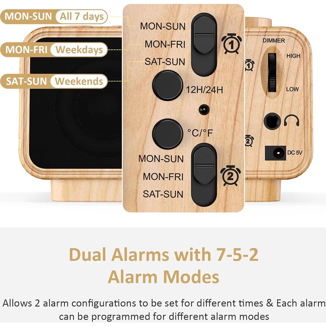 Reloj Despertador Digital USCCE UE-168 - Doble Alarma, FM