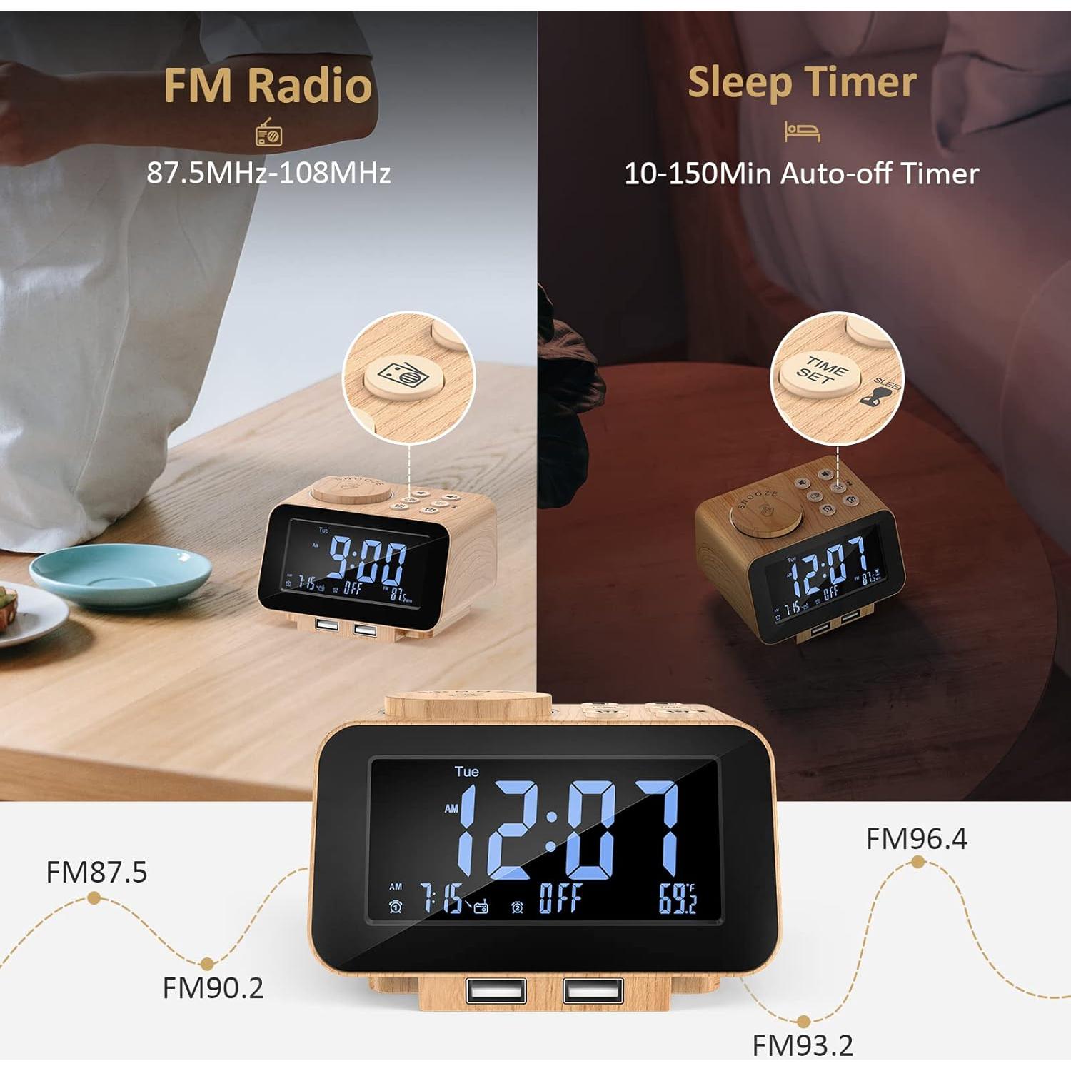 Reloj Despertador Digital USCCE UE-168 - Doble Alarma, FM