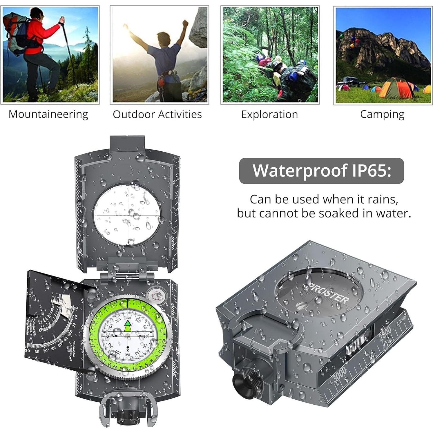 Brújula Proster PST250 con Clinómetro para Camping y Senderismo