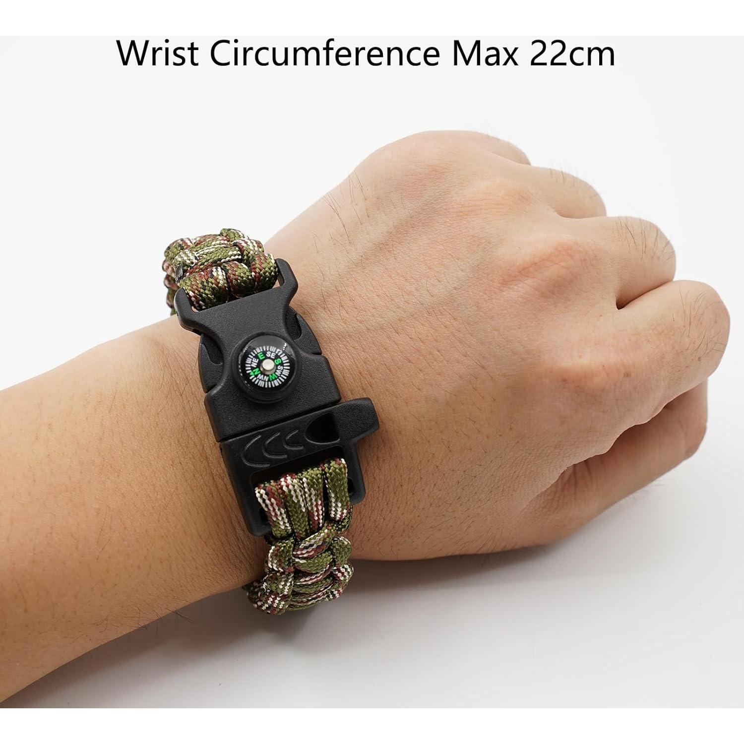 Paquete de 8 Pulseras de Supervivencia RLXMARTD con Silbato