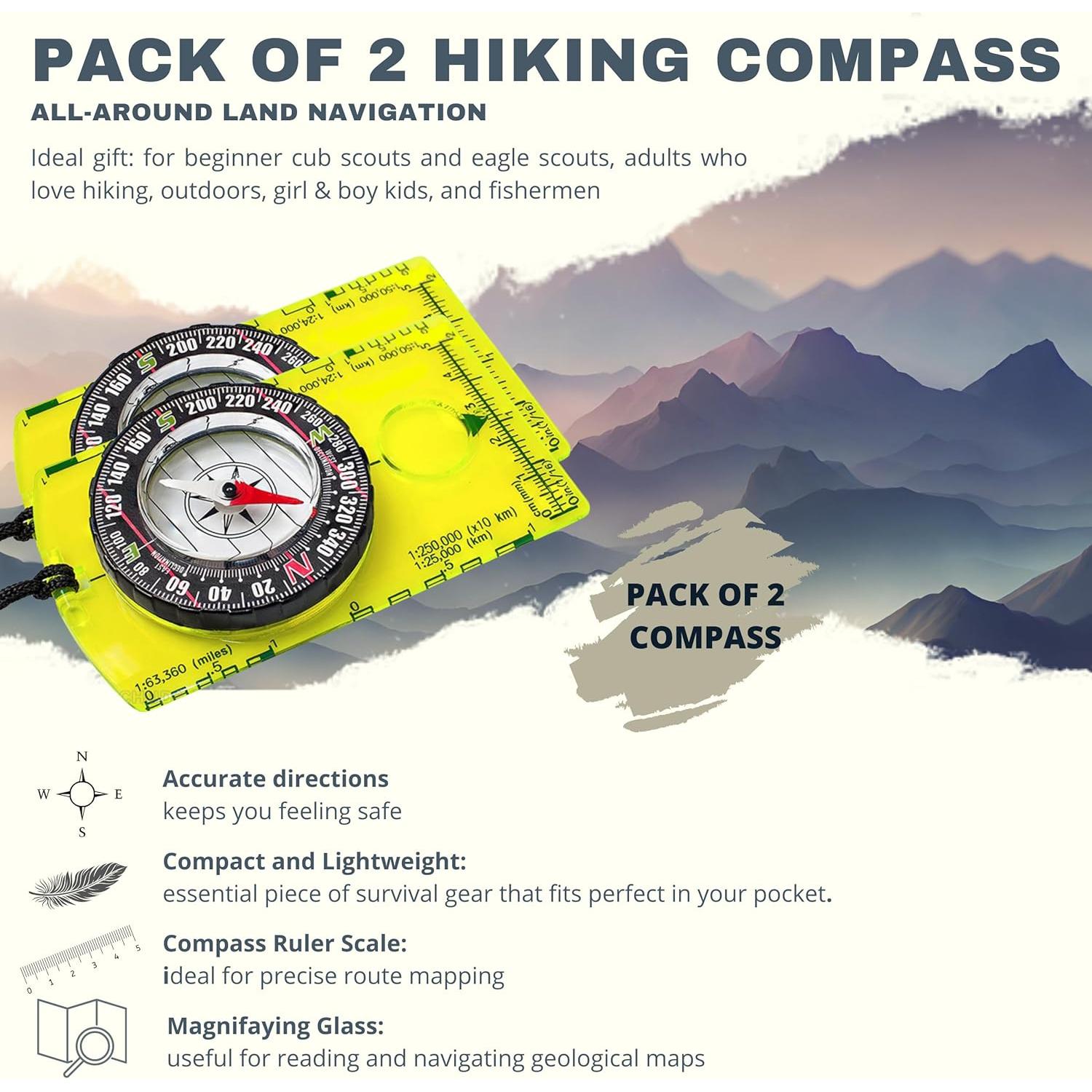 Pack de 2 Brújulas de Orientación Bazic - Verde - Impermeables