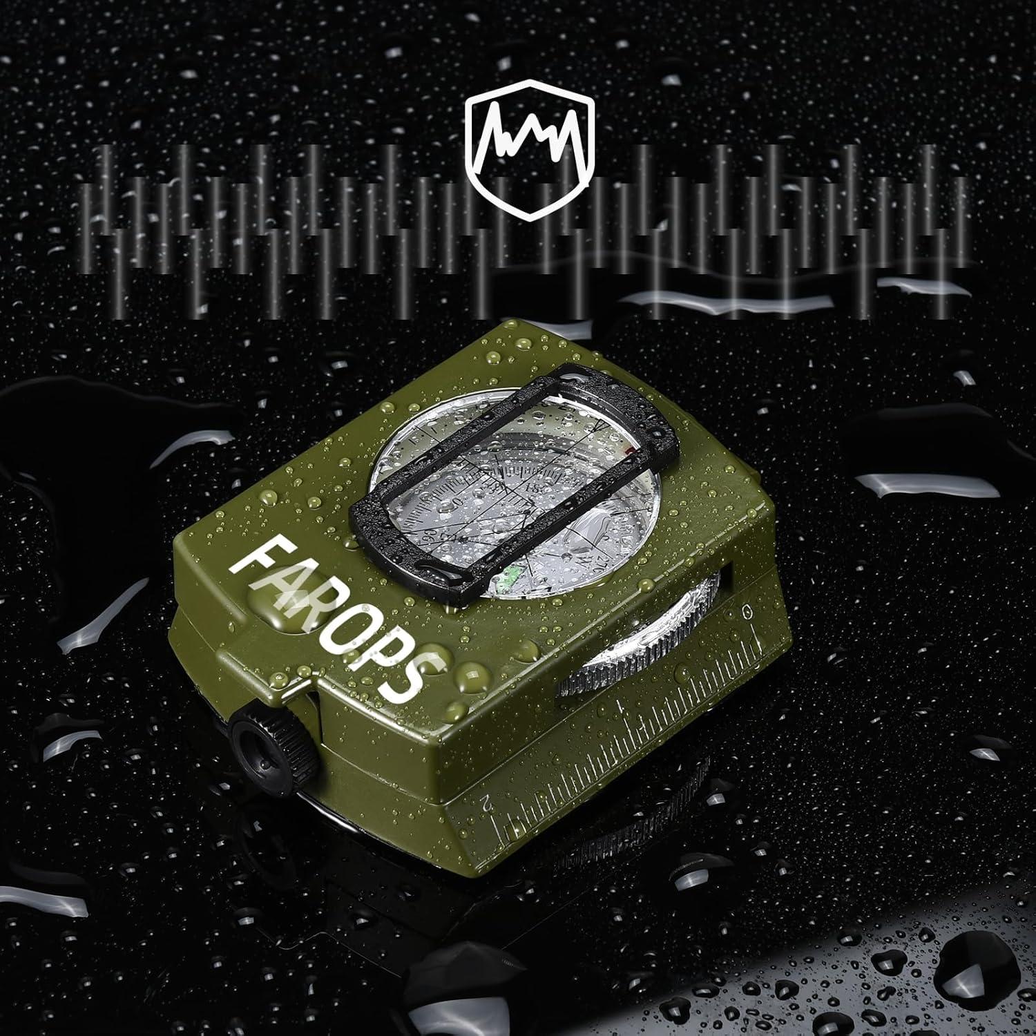 Brújula Militar FAROPS con Visor y Bolsa de Transporte