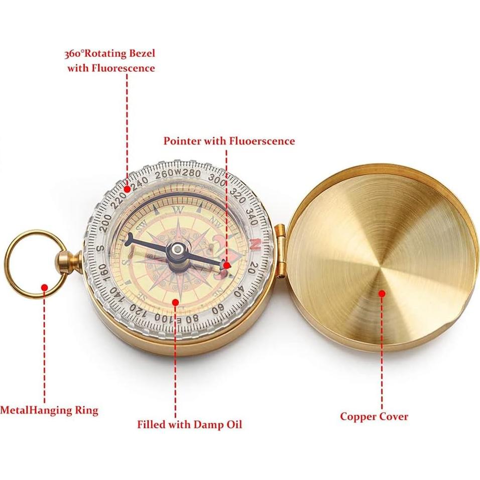 Brújula de Supervivencia CHIMNE Dorada Compacta 49mm
