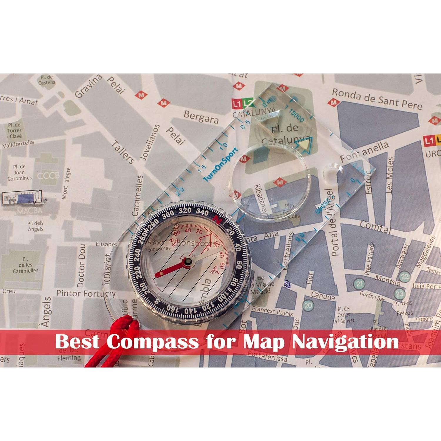 Brújula de Orientación TurnOnSport para Senderismo 11.9cm