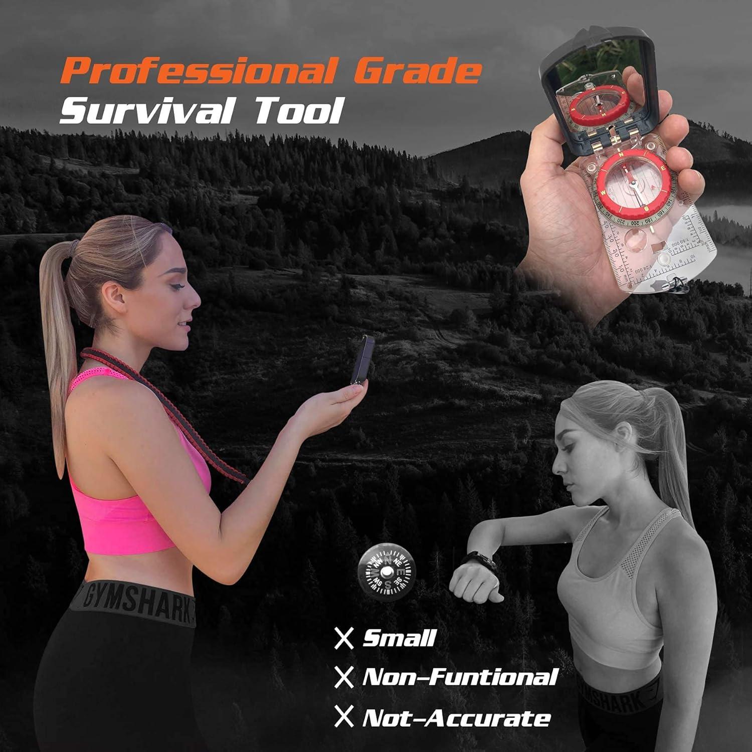 Brújula de Supervivencia PREPARED4X con Lanyard y Silbato