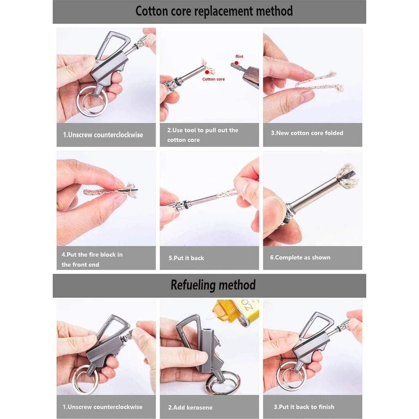 Permanent Match with Bottle Opener Metal Keychain Lighter, Reusable Waterproof Flint Matchstick Fire Starter for Camping Hunting, Great Gift Ideas Gold