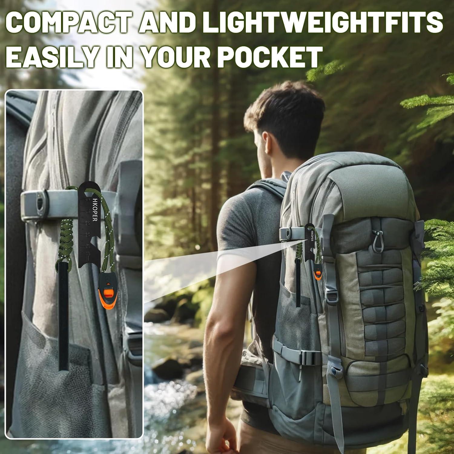 Iniciador de Fuego Hkoper 10,16 cm Kit Supervivencia 6 en 1