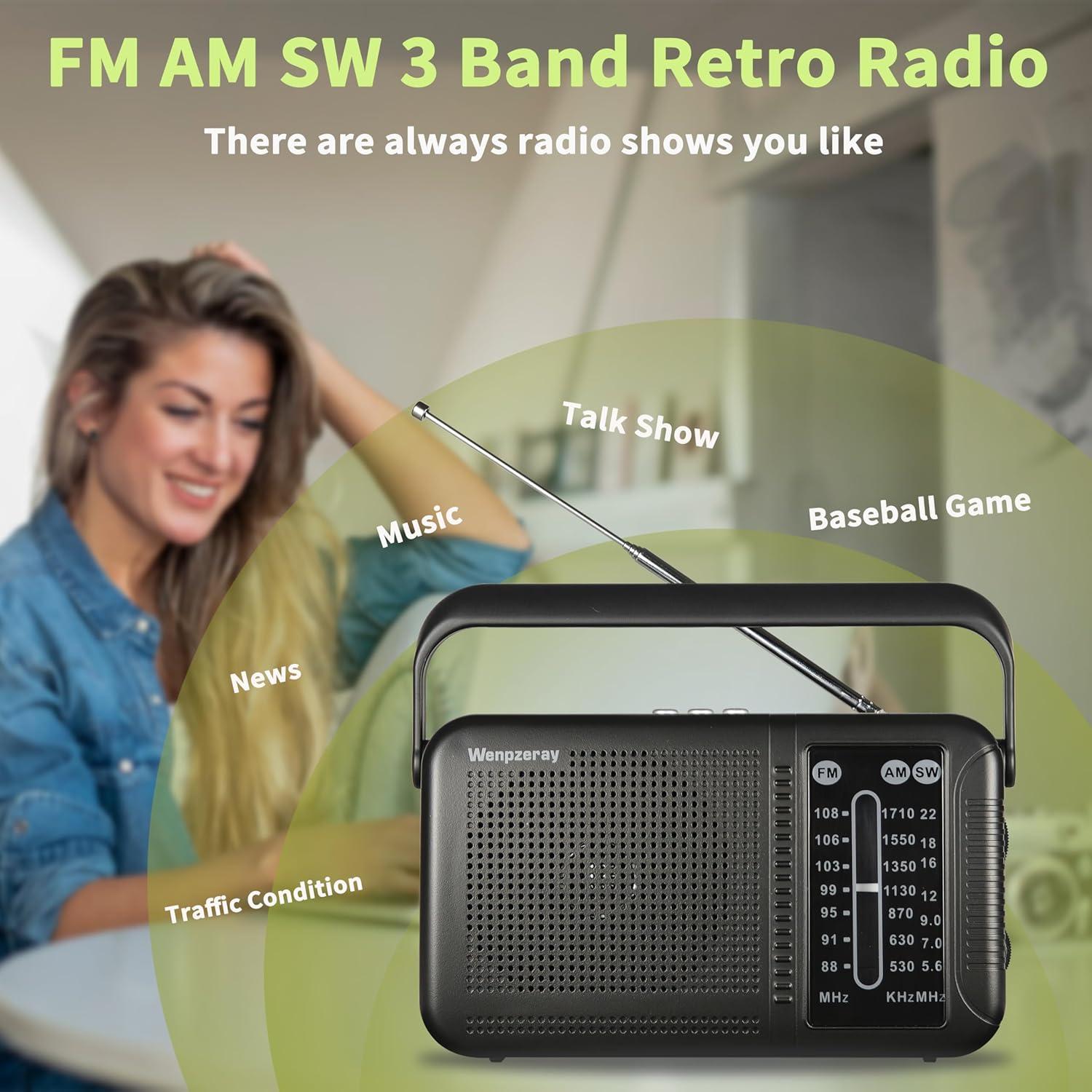 Radio Retro AM FM Bluetooth Wenpzeray D219 Compacta 3 Bandas