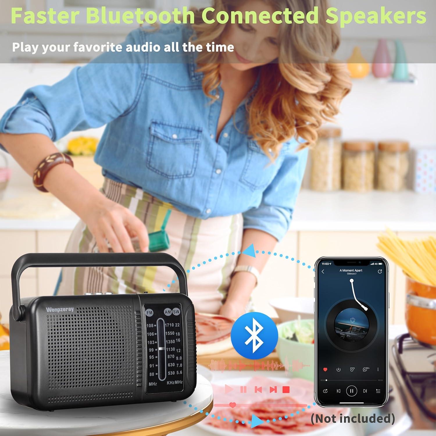 Radio Retro AM FM Bluetooth Wenpzeray D219 Compacta 3 Bandas