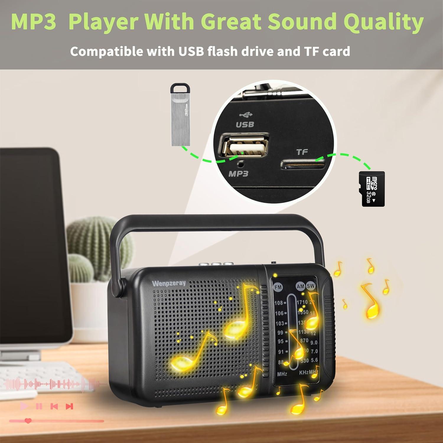 Radio Retro AM FM Bluetooth Wenpzeray D219 Compacta 3 Bandas