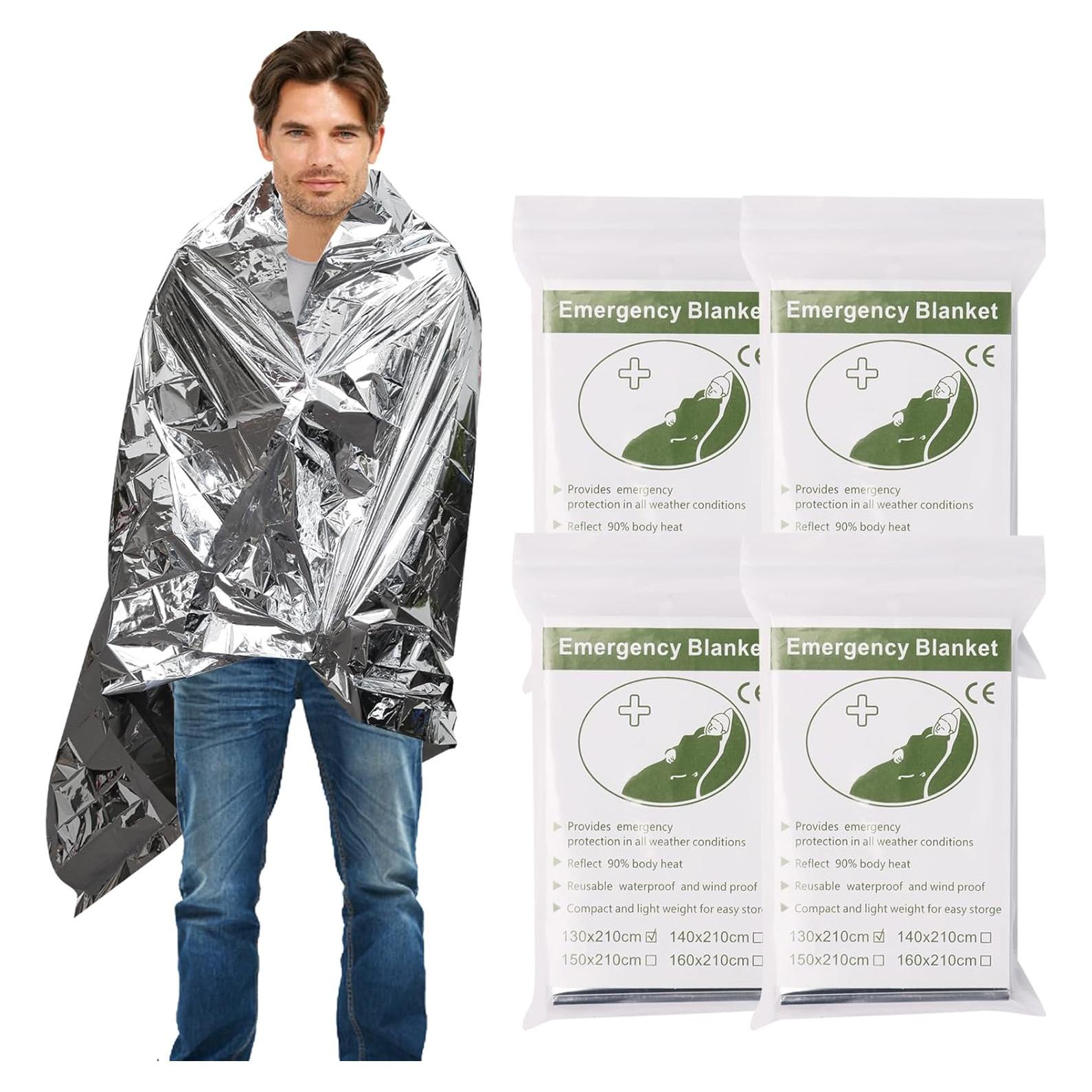 Paquete de 4 mantas de emergencia Htaexpu mylar térmicas