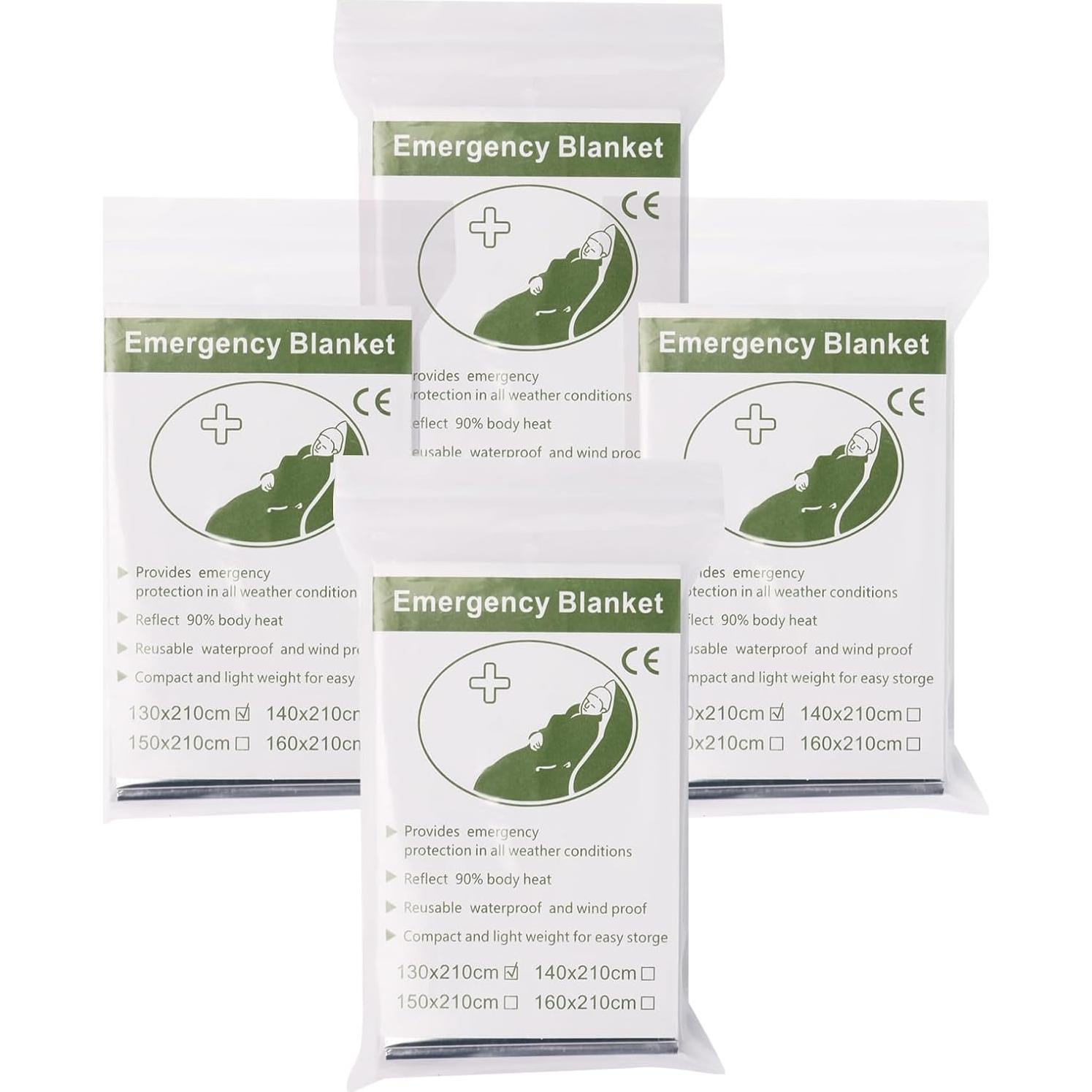 Paquete de 4 mantas de emergencia Htaexpu mylar térmicas