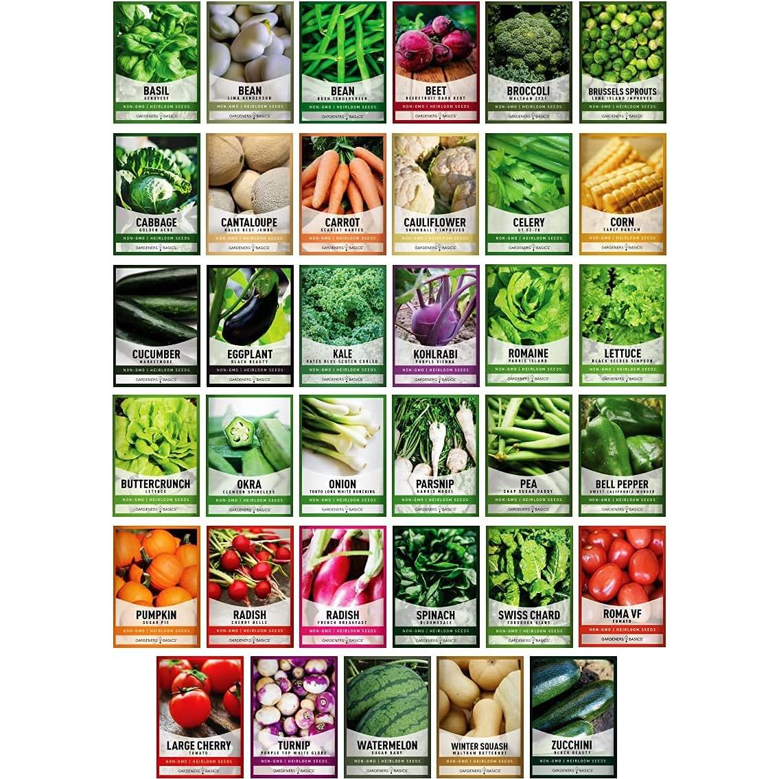Kit de Jardinería Gardeners Basics con 16,000 Semillas No-OGM