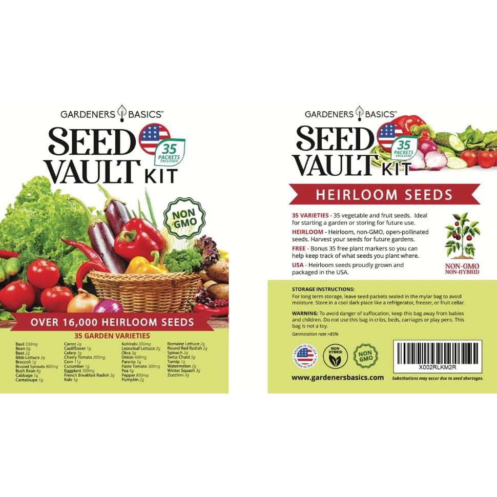 Kit de Jardinería Gardeners Basics con 16,000 Semillas No-OGM