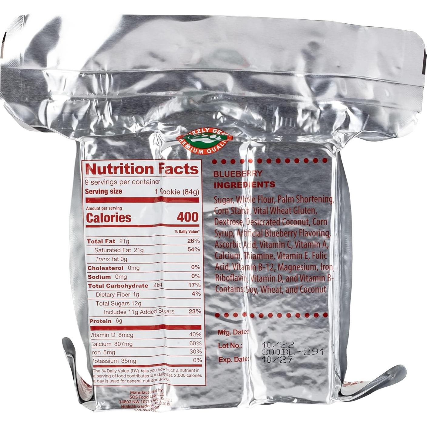 Raciones de Emergencia Grizzly Gear - Barra Arándano 3600 Cal