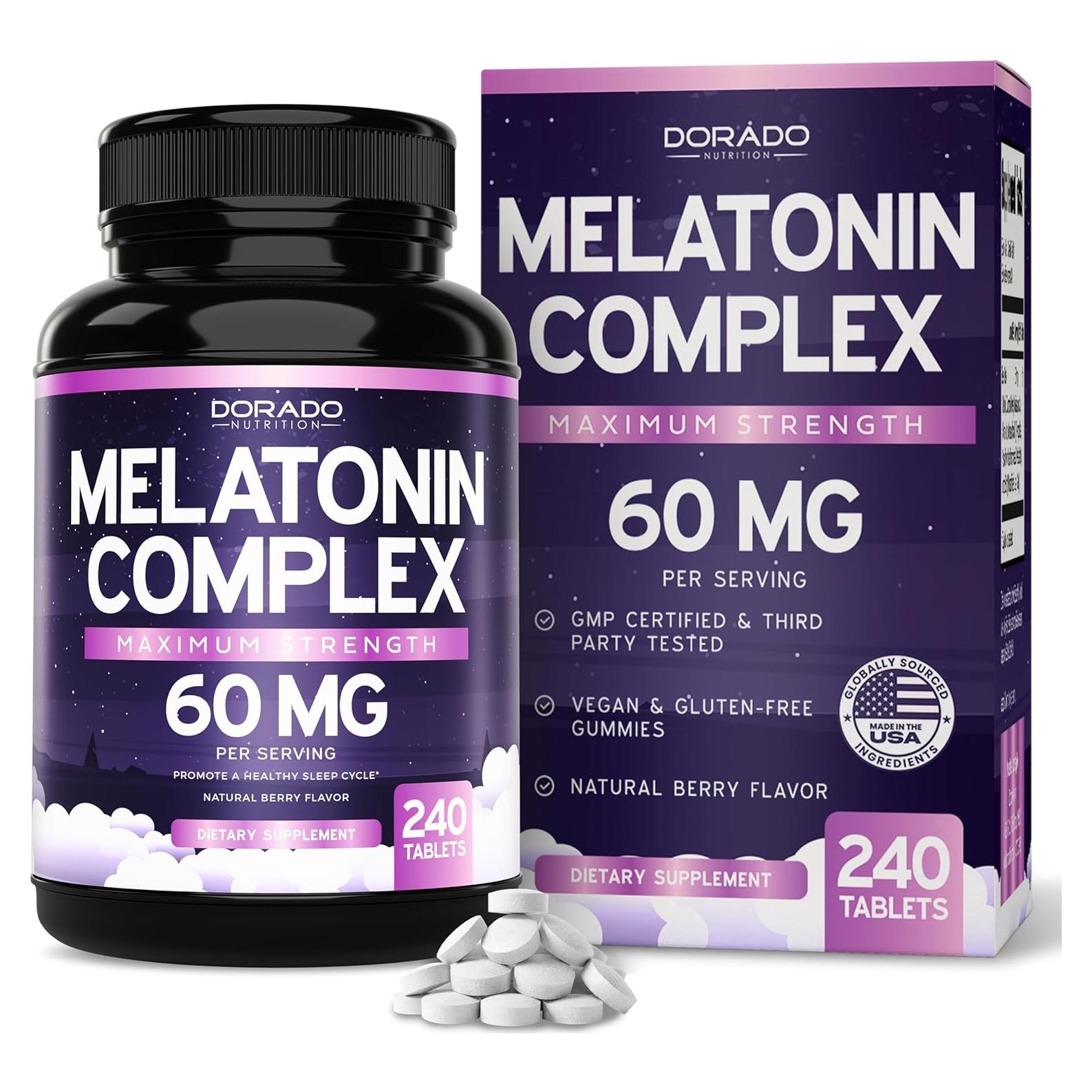 Tabletas de Melatonina 60mg Dorado Nutrition - 240 Tabletas