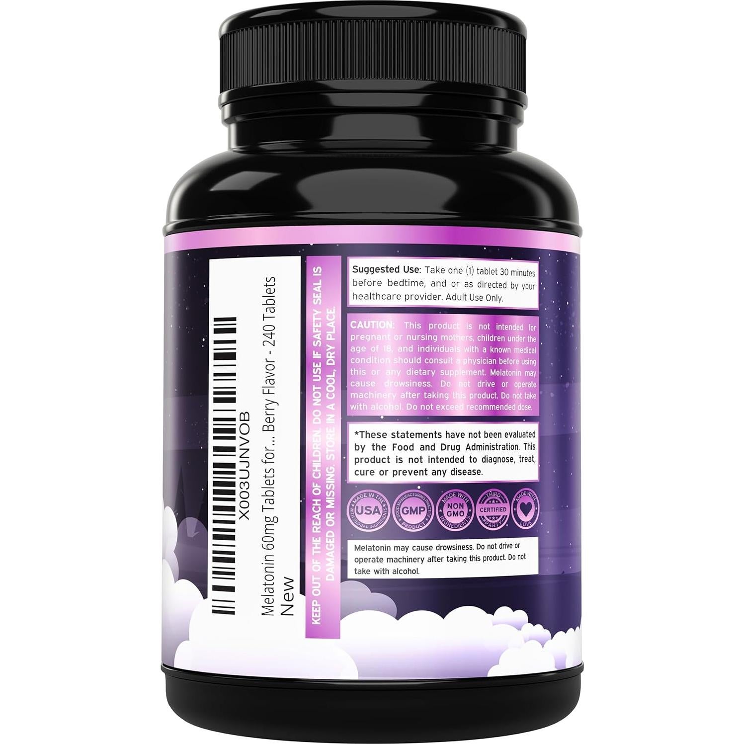 Tabletas de Melatonina 60mg Dorado Nutrition - 240 Tabletas