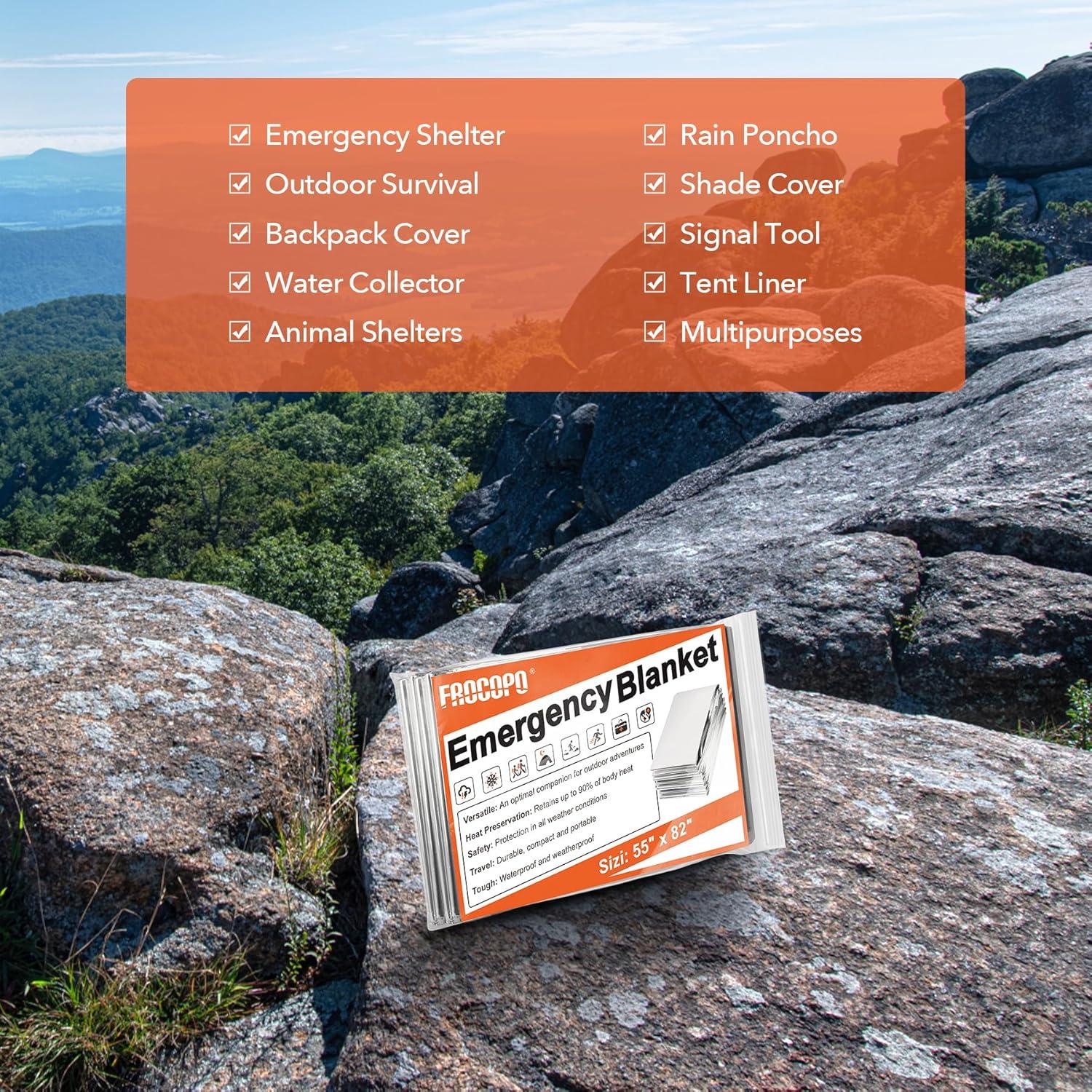 Paquete de 6 mantas de emergencia Frocopo Mylar 139.7x208.3cm