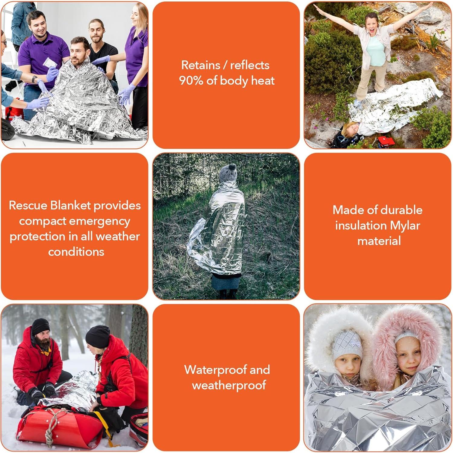 Paquete de 6 mantas de emergencia Frocopo Mylar 139.7x208.3cm