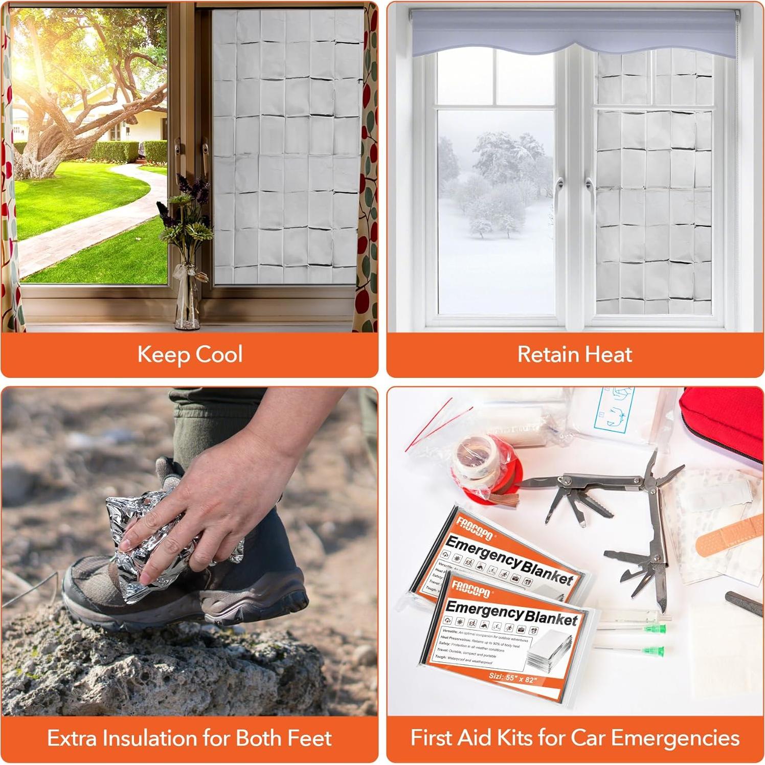 Paquete de 6 mantas de emergencia Frocopo Mylar 139.7x208.3cm