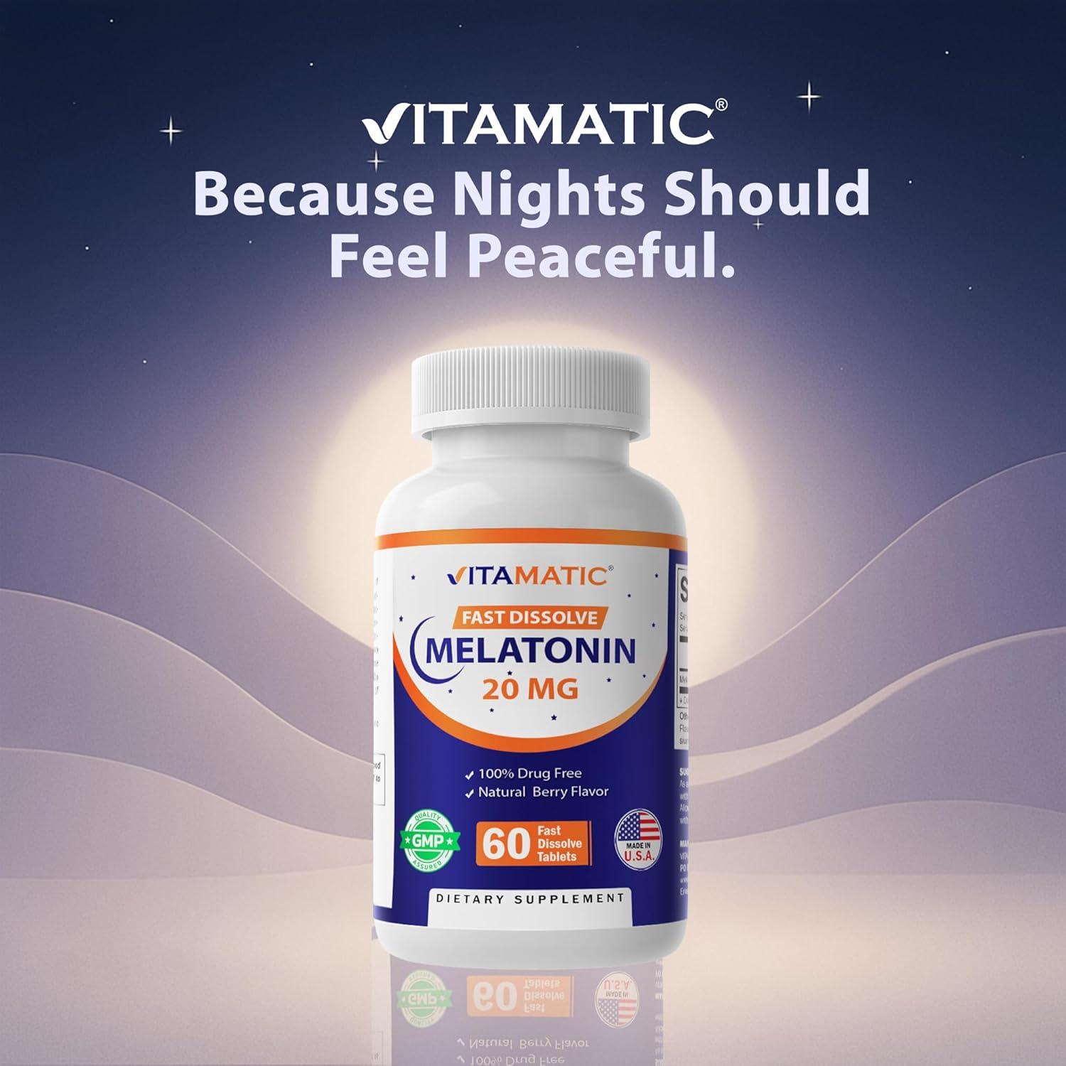 Tabletas de Melatonina Vitamatic 20 mg Sabor Baya 60 Unidades