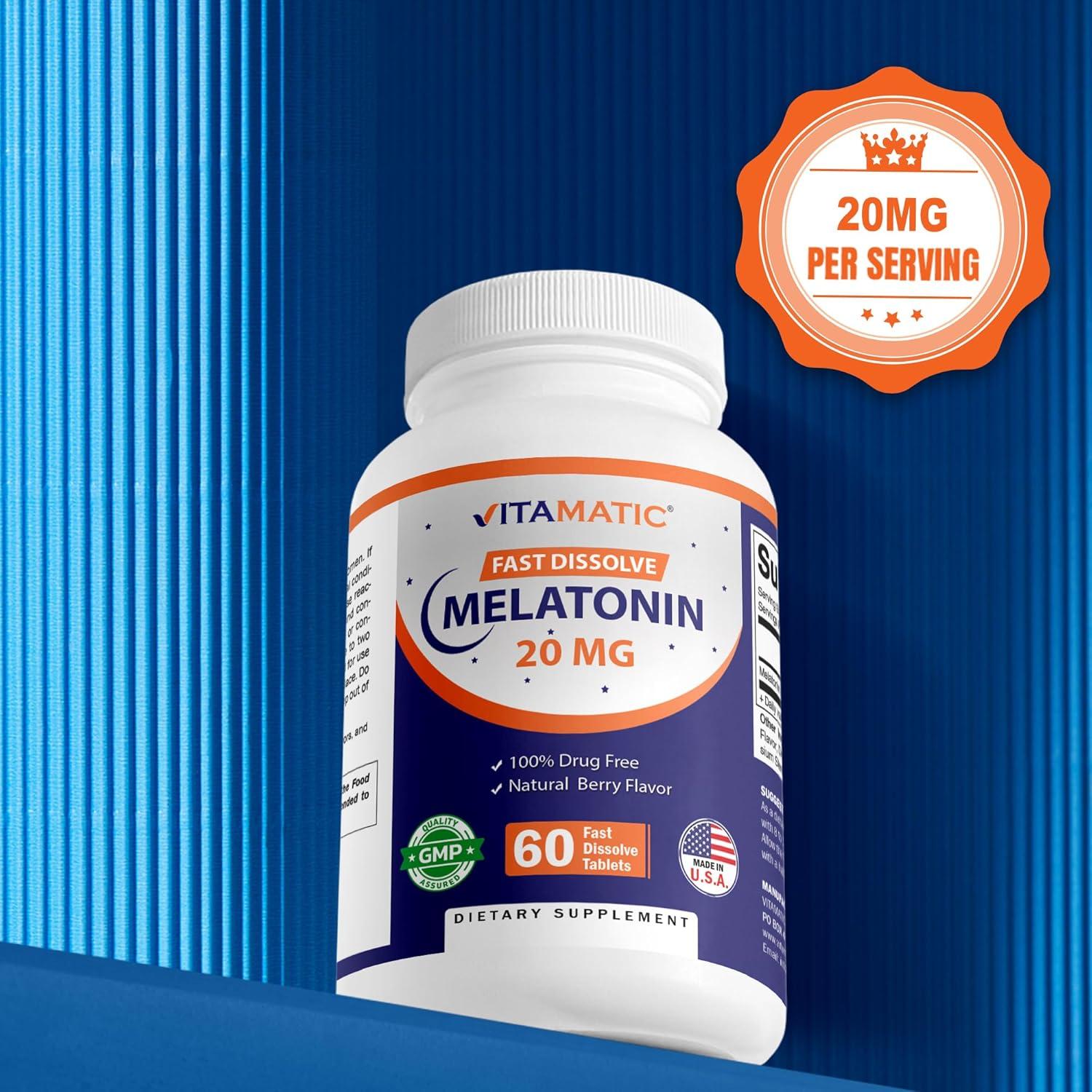 Tabletas de Melatonina Vitamatic 20 mg Sabor Baya 60 Unidades