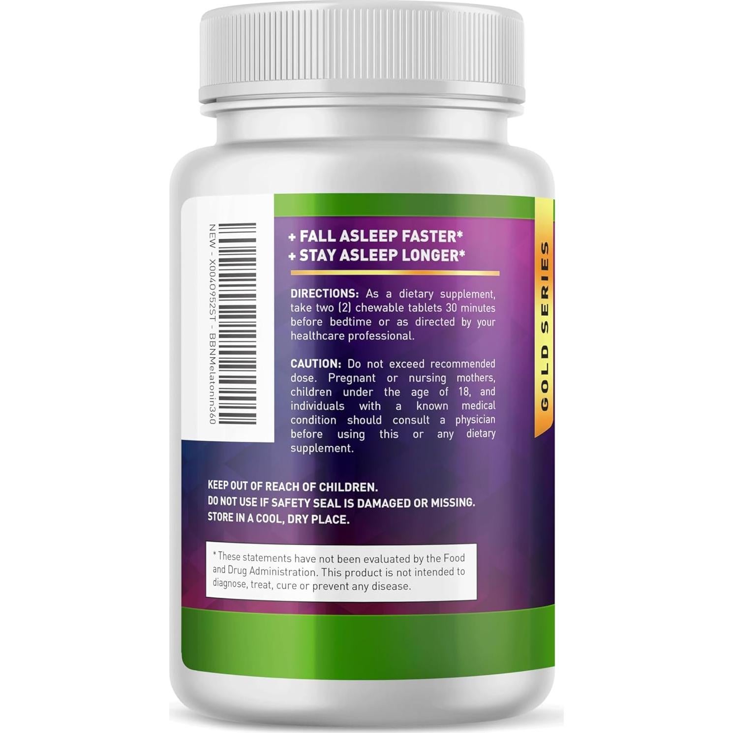 Melatonina 10 mg Construido por Naturaleza - 360 Tabletas Masticables Sabor Baya