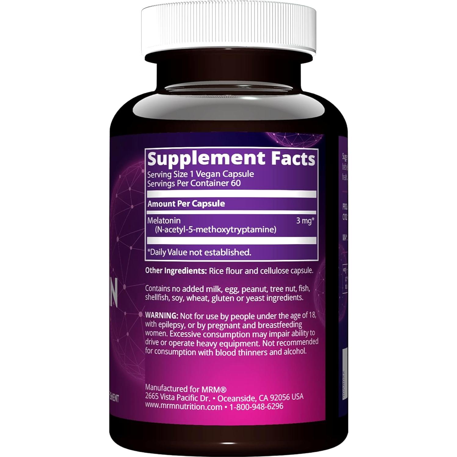 Suplemento de Melatonina 3mg MRM - 45g para Sueño