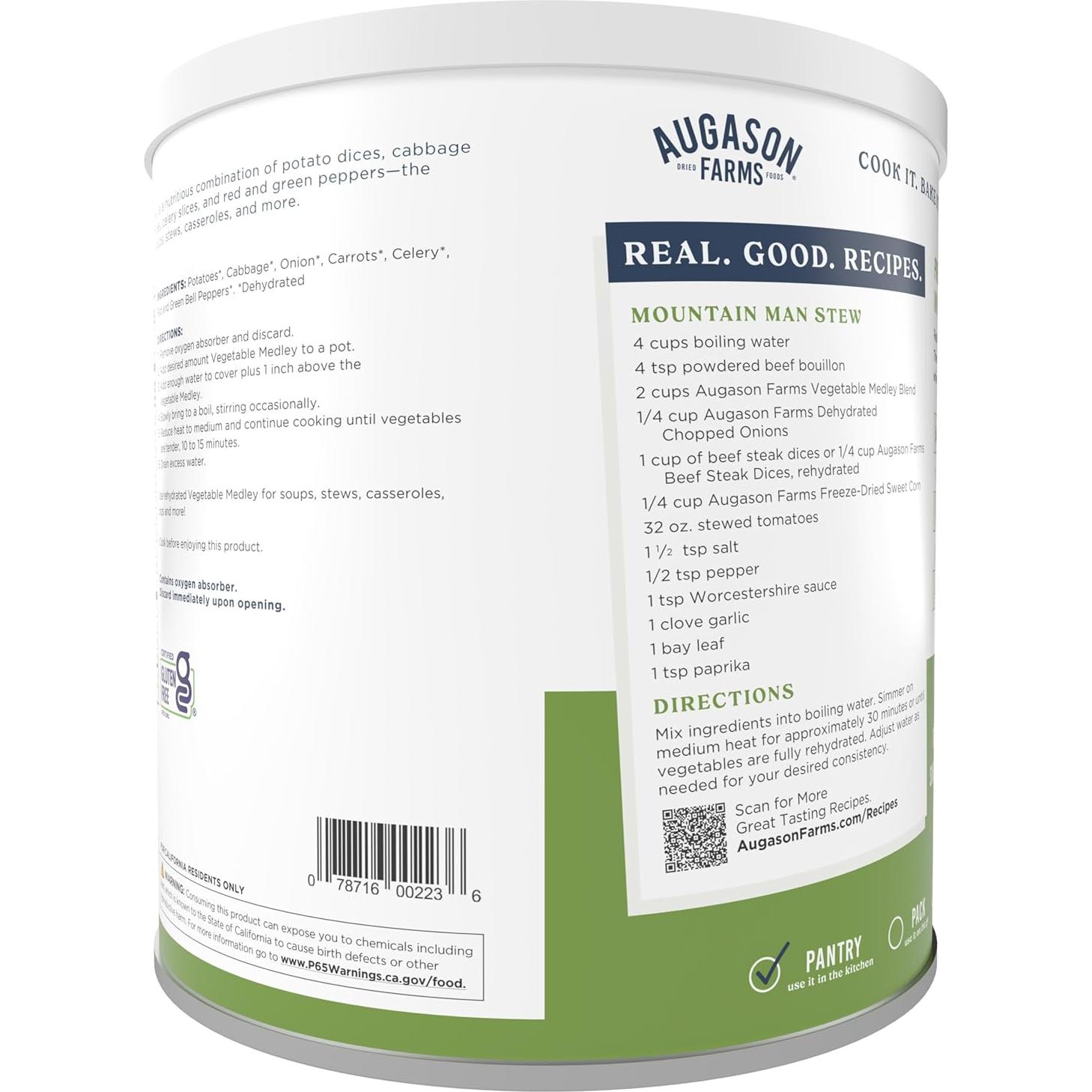 Mezcla de Verduras Augason Farms 920g - Alimento de Emergencia