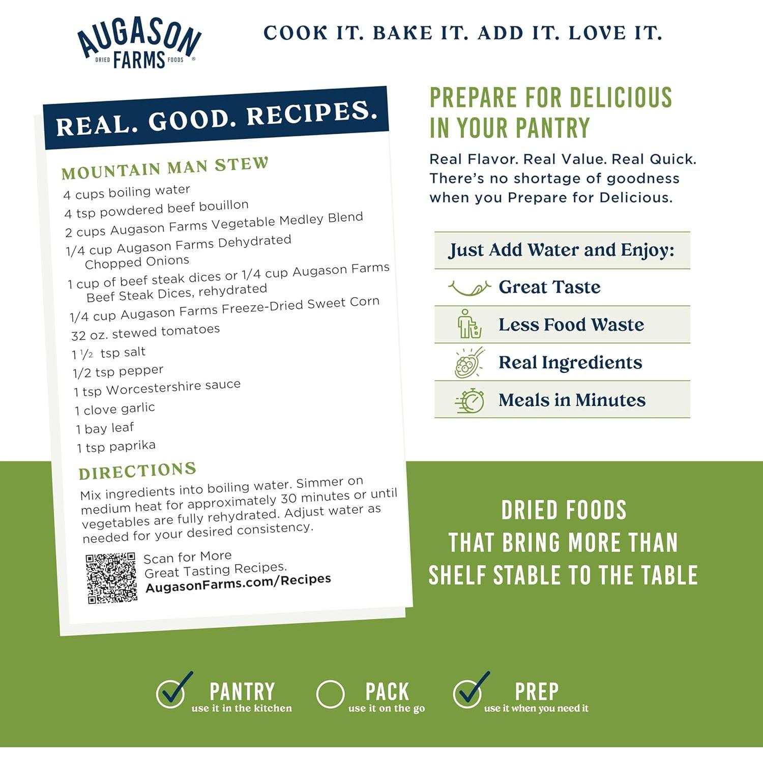 Mezcla de Verduras Augason Farms 920g - Alimento de Emergencia