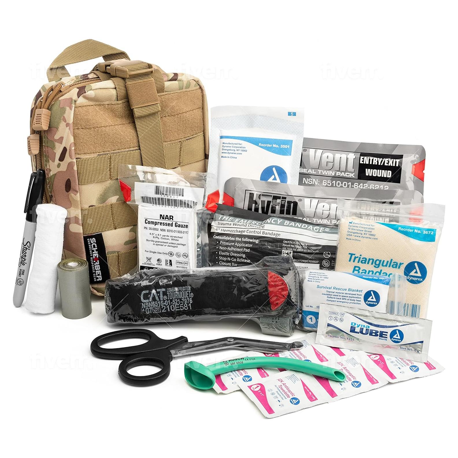 Kit Trauma Scherber IFAK Camuflaje con Vendajes y Torniquete