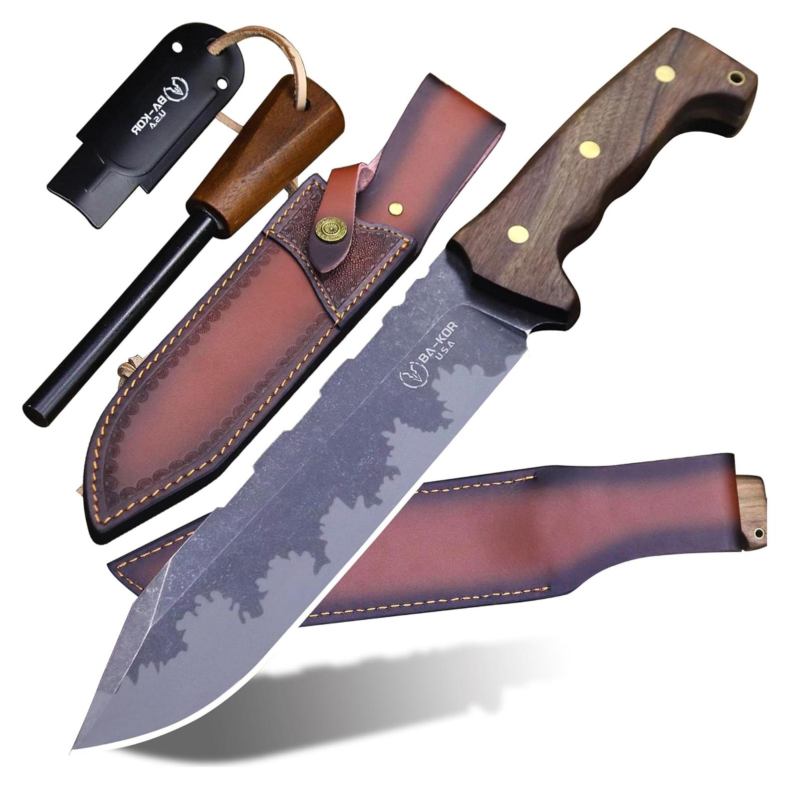 Cuchillo de Caza BA-KOR BA-kl02 36cm Acero + Funda y Encendedor