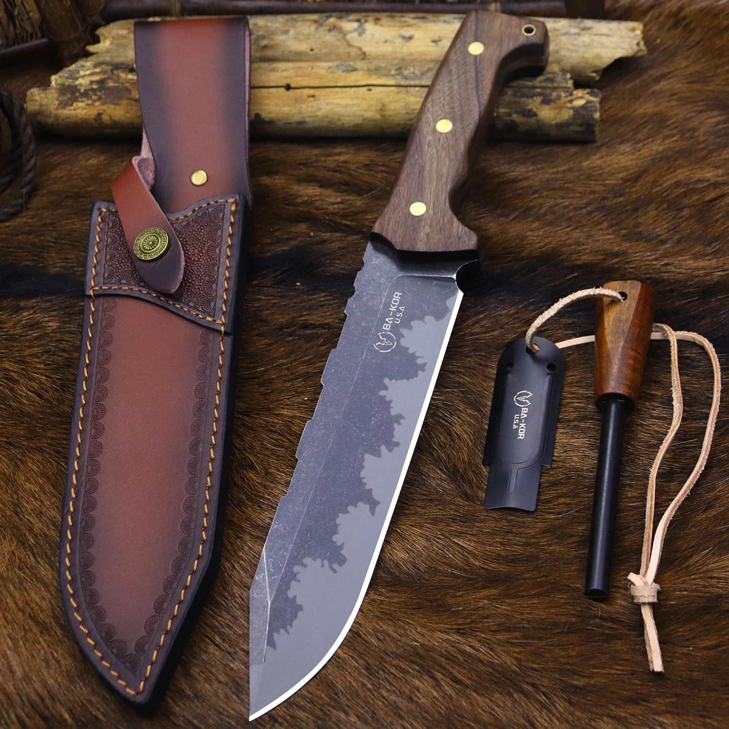 Cuchillo de Caza BA-KOR BA-kl02 36cm Acero + Funda y Encendedor