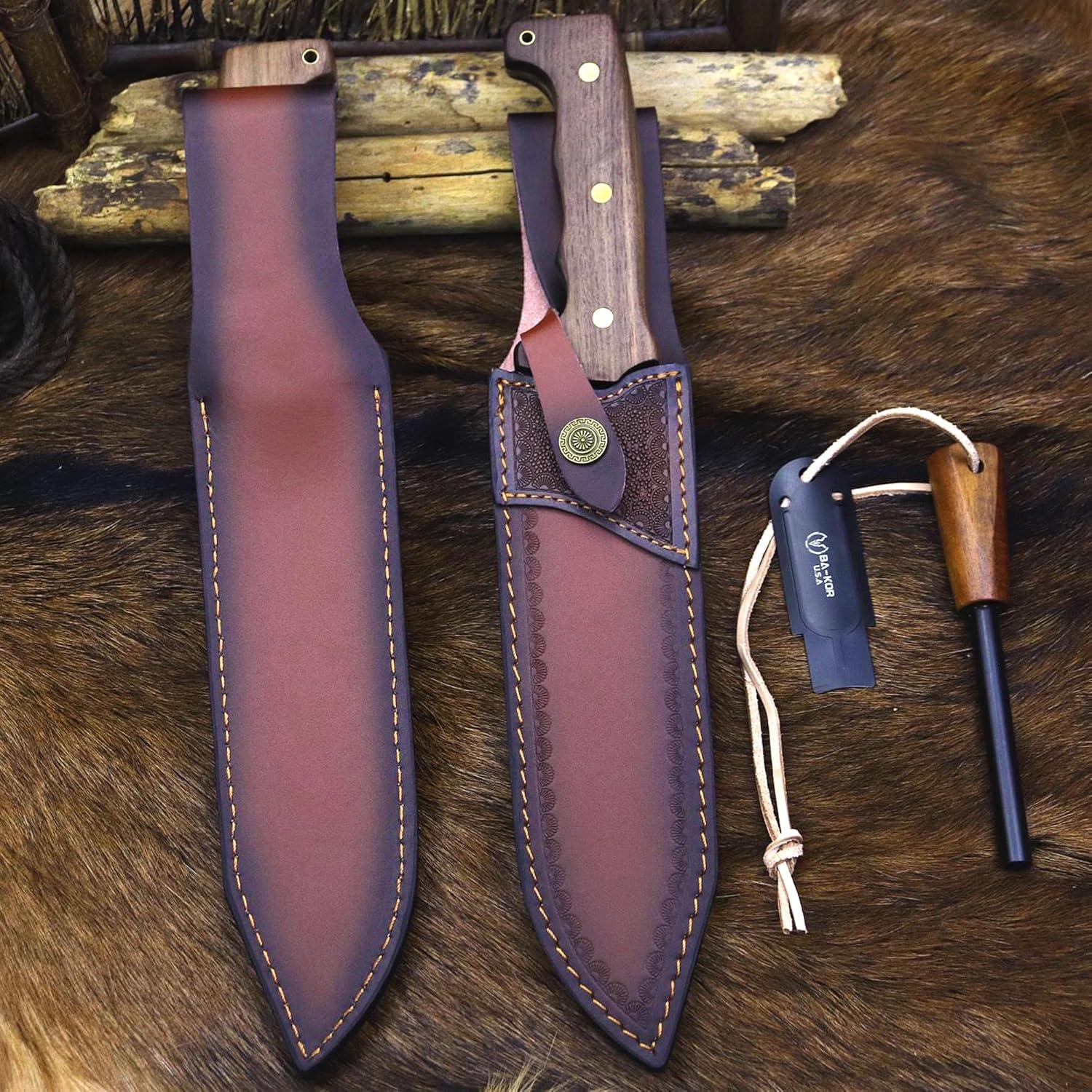 Cuchillo de Caza BA-KOR BA-kl02 36cm Acero + Funda y Encendedor