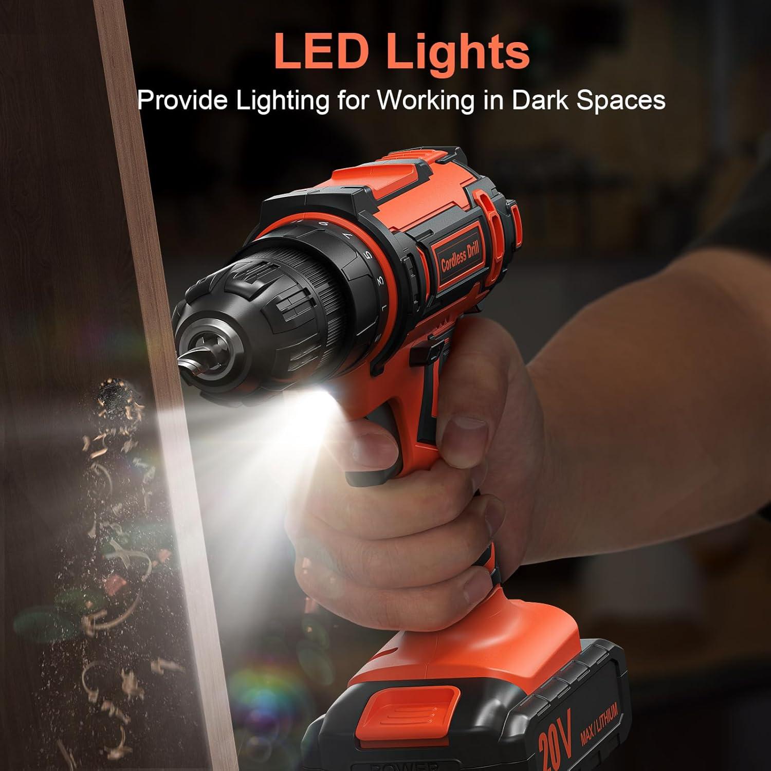 Taladro Inalámbrico VIWKO 20V con 42 Accesorios Naranja