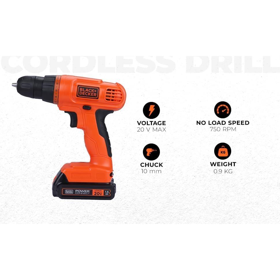Taladro Inalámbrico BLACK+DECKER 20V MAX + Kit 34 Piezas