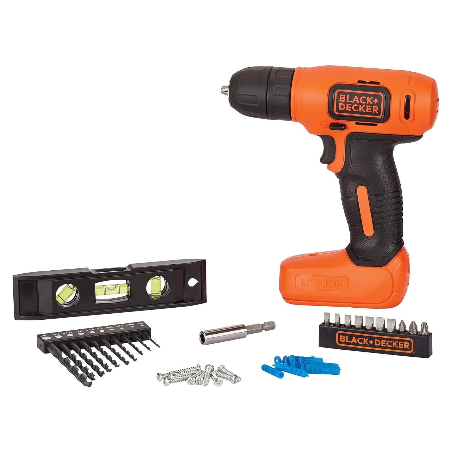 Taladro Inalámbrico BLACK+DECKER 8V + Kit 43 Piezas
