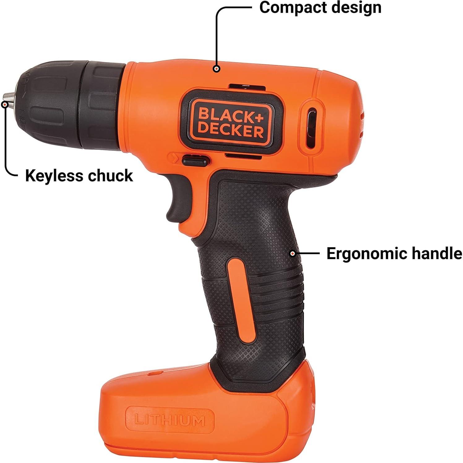 Taladro Inalámbrico BLACK+DECKER 8V + Kit 43 Piezas