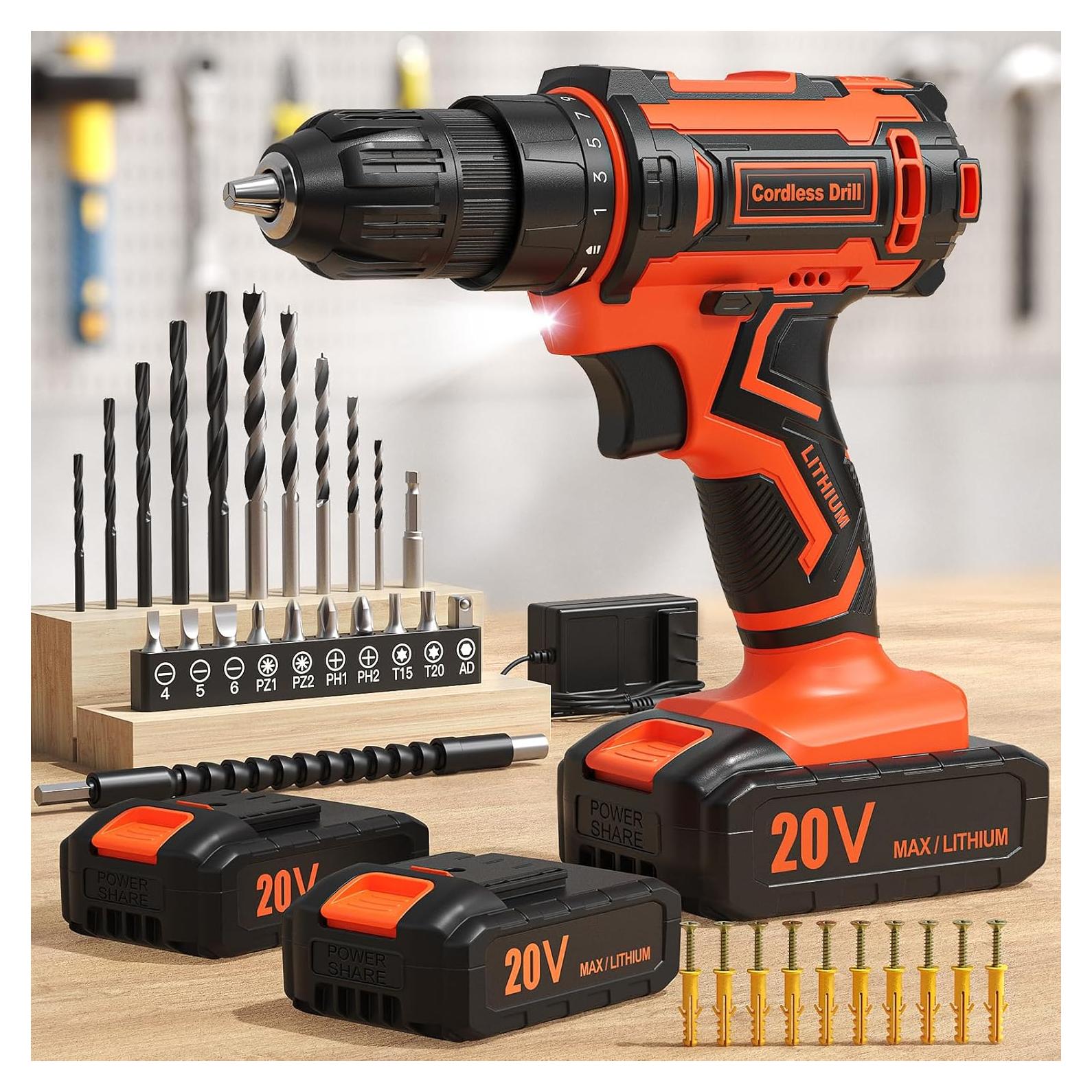 Taladro Inalámbrico VIWKO 20V 2 Baterías 2000mAh 42 Accesorios