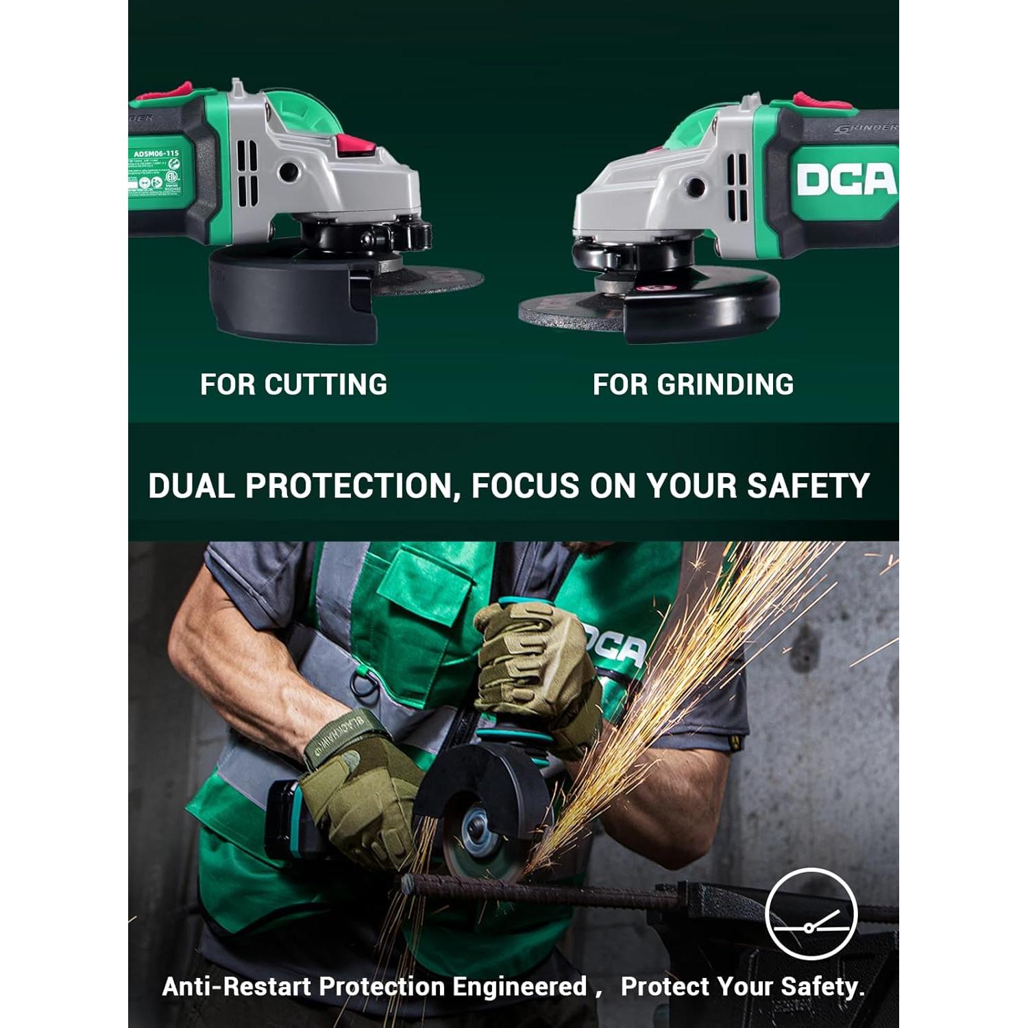 Amoladora Angular DCA 20V 4-1/2" 630W Batería 4.0Ah