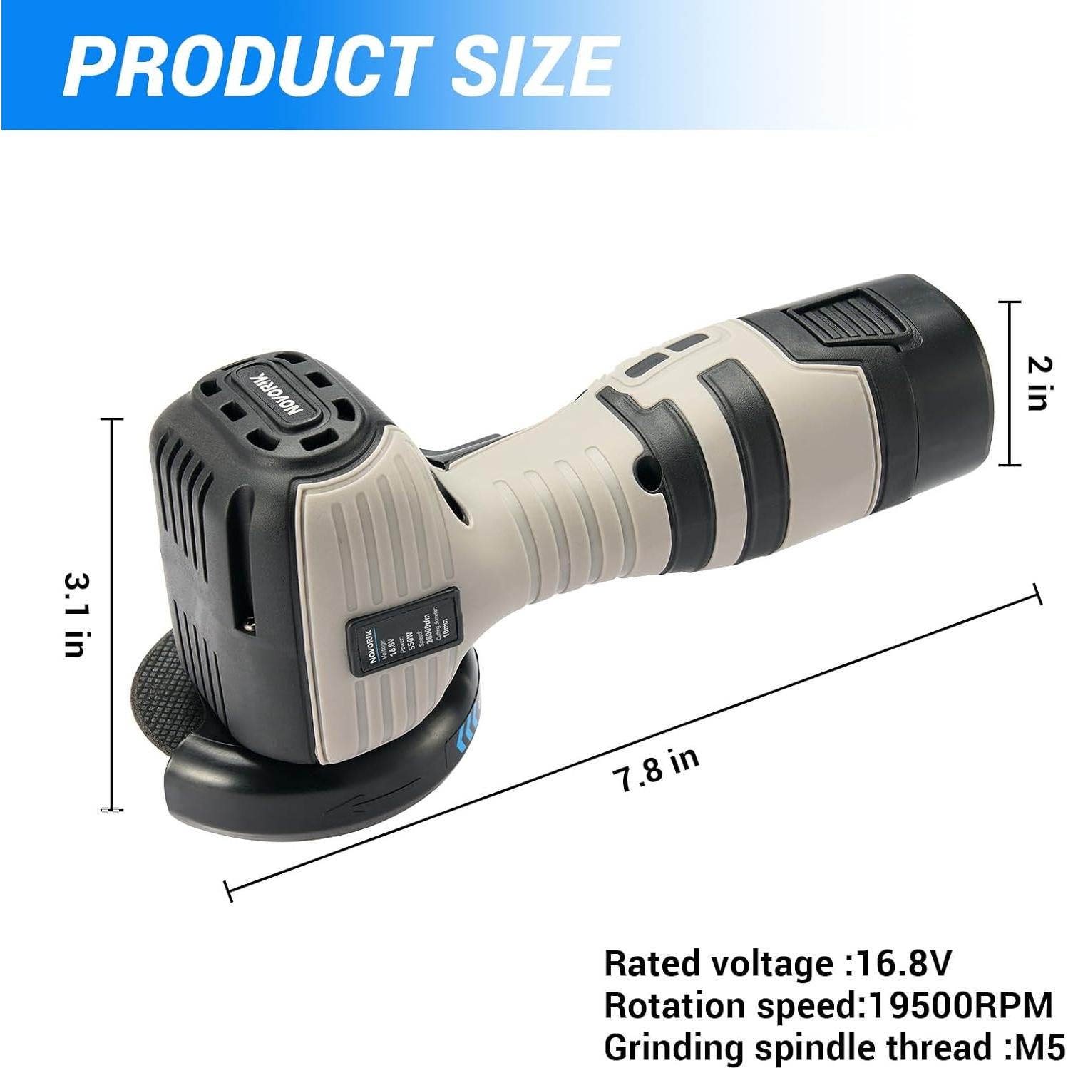 Amoladora Angular Inalámbrica Novorik 16.8V 550W 28000rpm