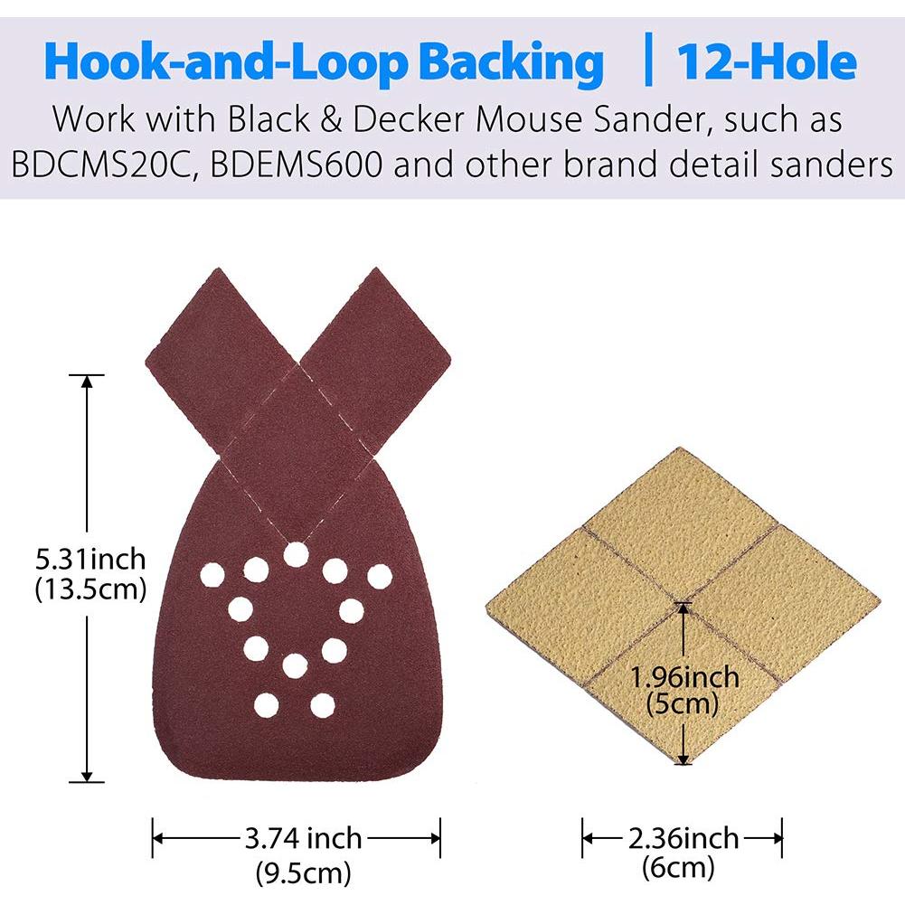 Hojas de Lijado LotFancy 50PCS 60-220 Grano para Black & Decker