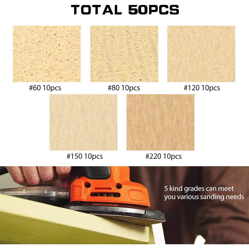 LotFancy Almohadillas de Lijado 50PCS 60-220 Grano para Lijadora
