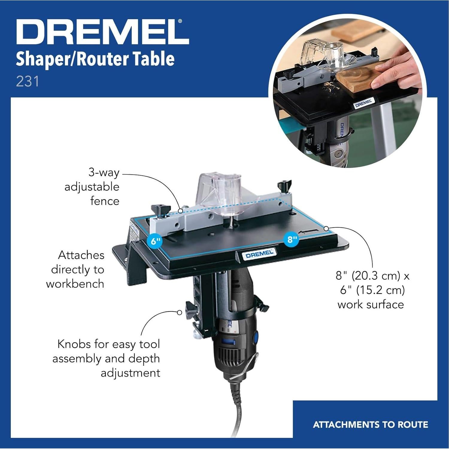 Dremel 231 Mesa Router Portátil 20x15 cm - Accesorio Madera