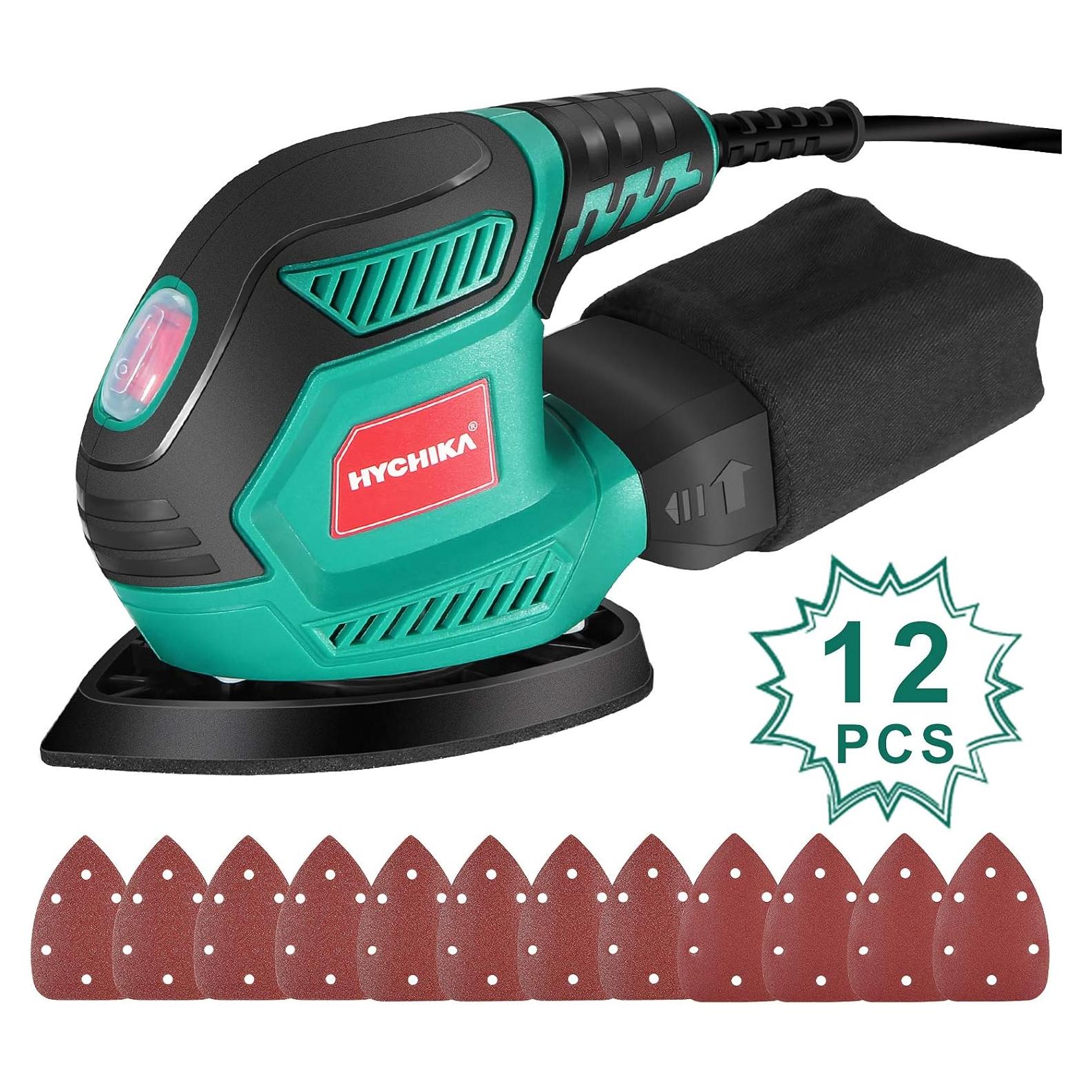 Lijadora Detallada HYCHIKA 14,000 OPM con 12 Papeles de Lija