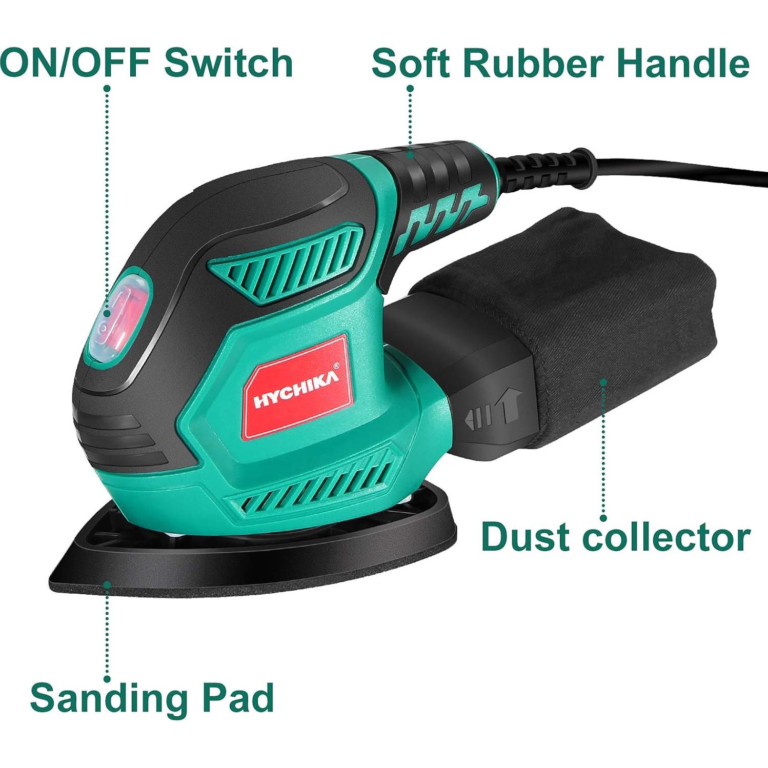 Lijadora Detallada HYCHIKA 14,000 OPM con 12 Papeles de Lija
