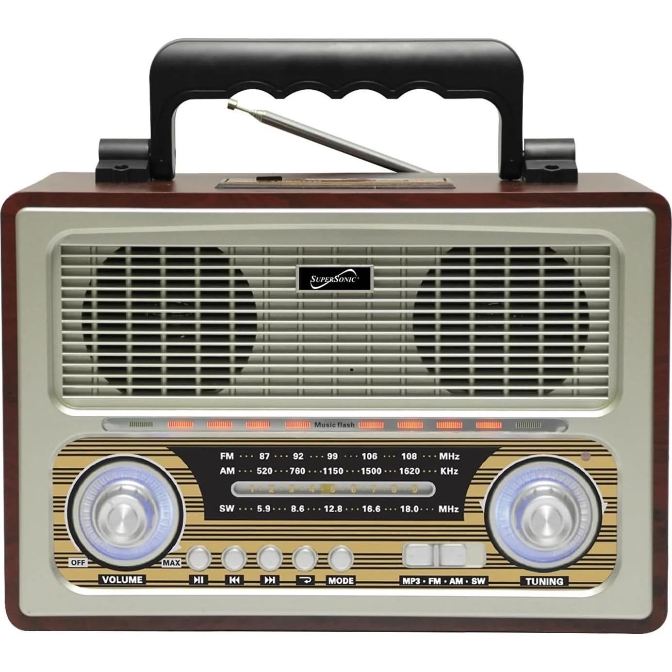 Altavoz Bluetooth Supersonic SC-1198BT Retro 3 Bandas