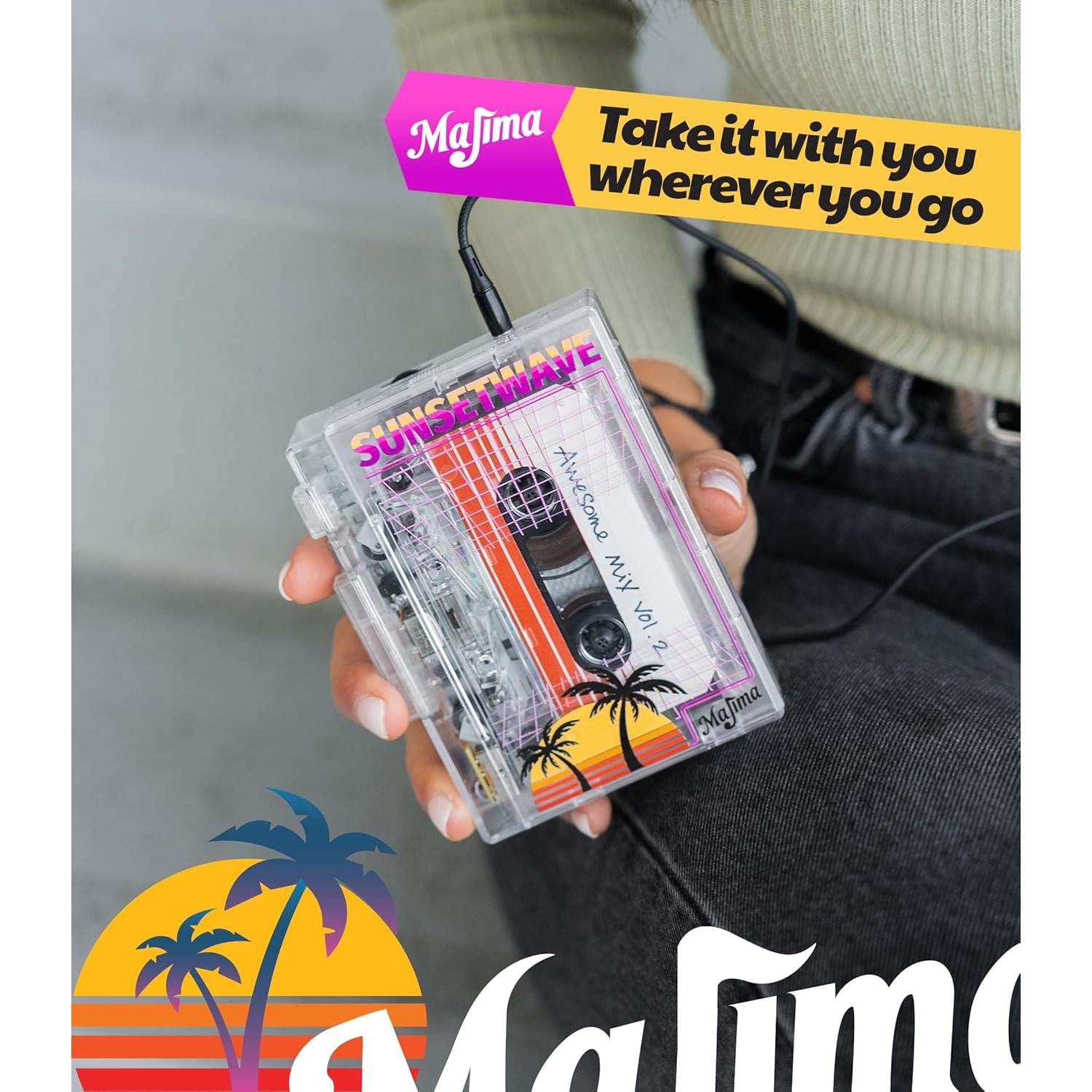 Reproductor de Casete Retro Majima SunsetWave Transparente