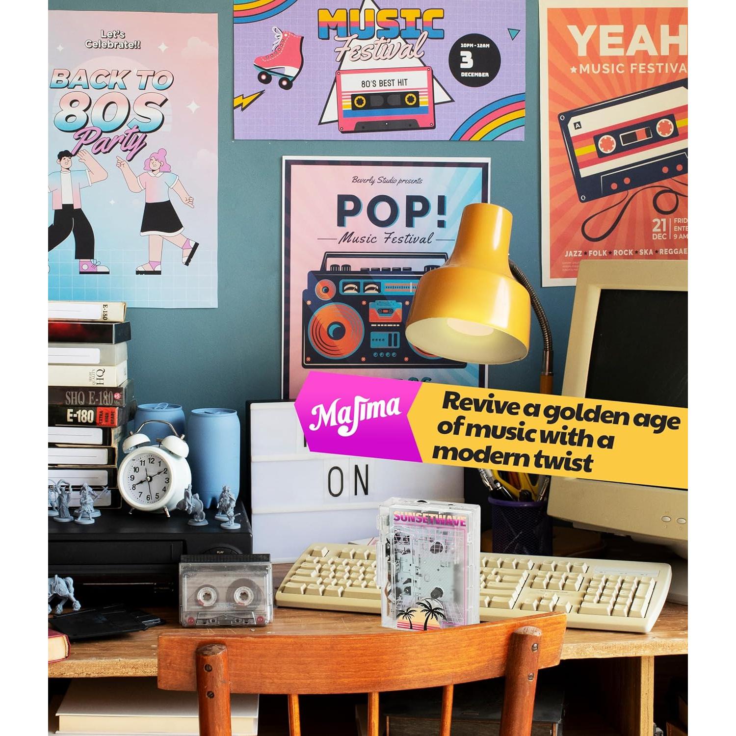 Reproductor de Casete Retro Majima SunsetWave Transparente