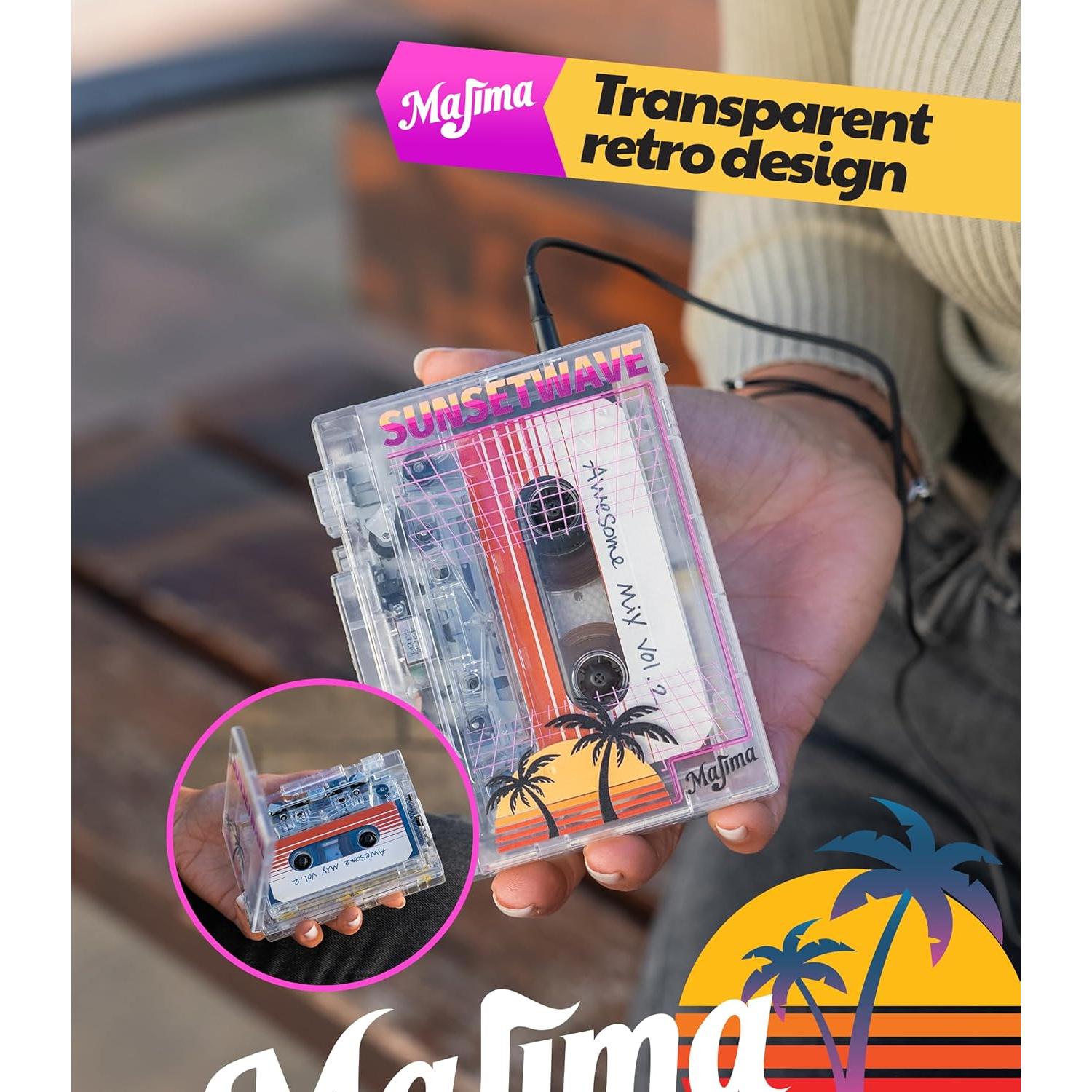 Reproductor de Casete Retro Majima SunsetWave Transparente